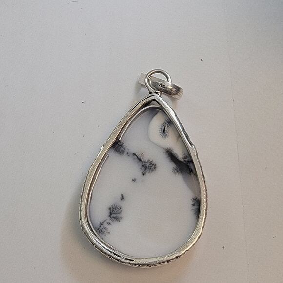 Necklace Pendants Dendritic Opal Teardrop Handmade Jewelry in Sterling Silver - Picture 4 of 10